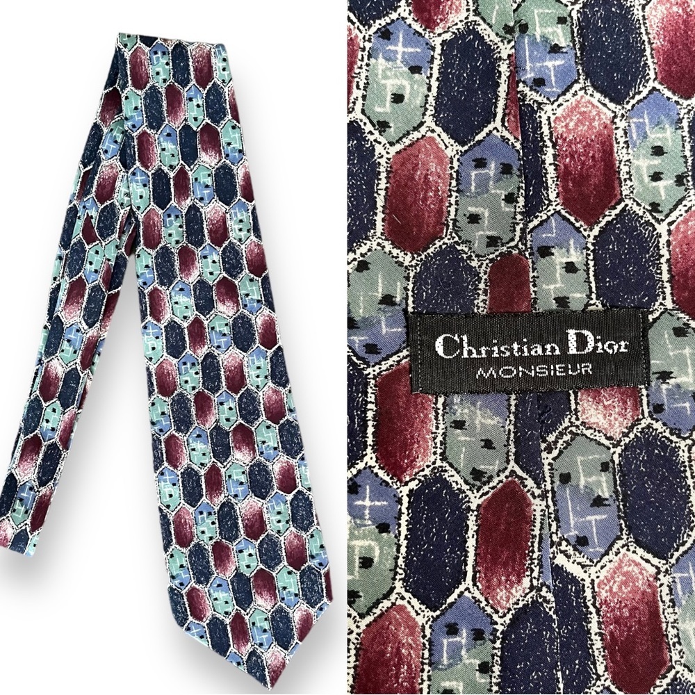 Christian Dior Silk Vintage Abstract Tie